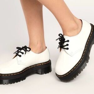 Dr. Marten 1461 Smooth Leather Platform White Lace Up Chunky Large Sole Shoes